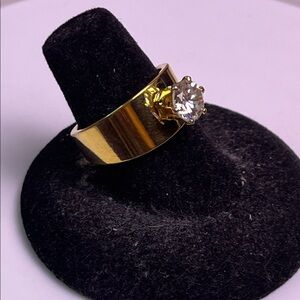 Gold Solitare CZ ring- Vintage QVC